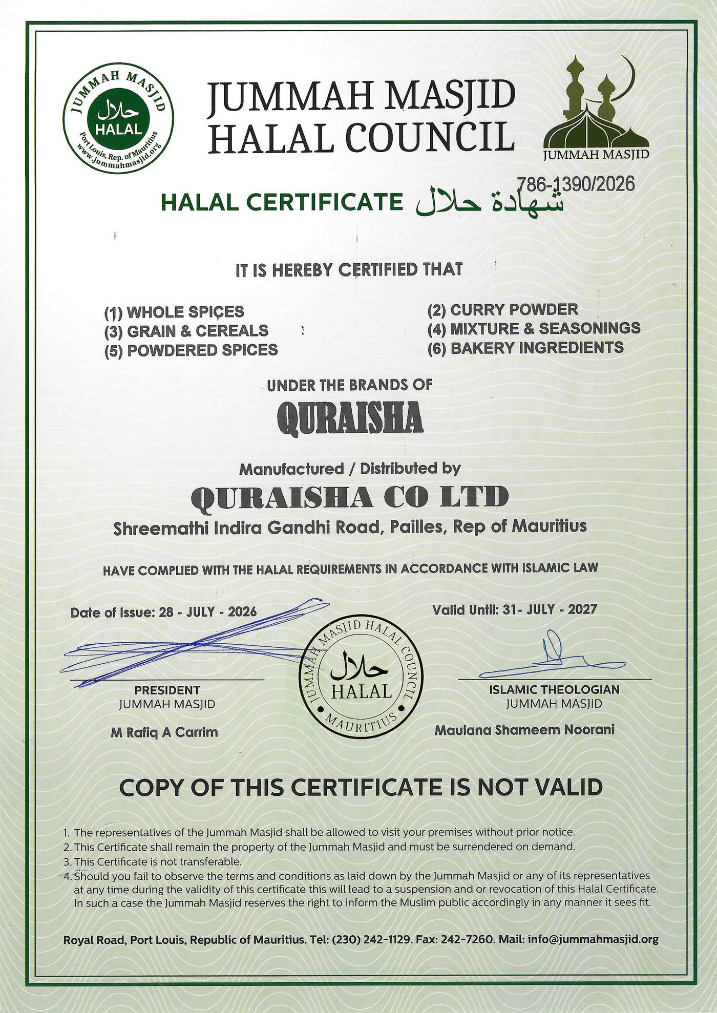 Halal Certificate 2026–2027